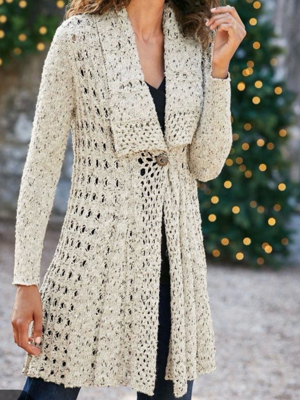 Soft Surroundings Teresa Crochet Sweater Cardigan